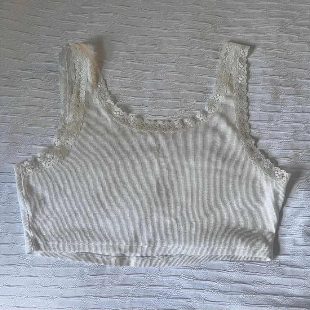 off white colored lace aero tank